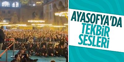 Cumhurbaşkanı Erdoğan'ı bekleyen cemaat Ayasofya'yı tekbirlerle inletti